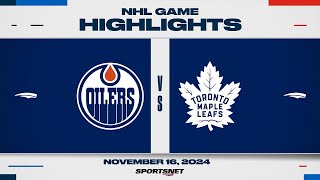 NHL Highlights  Oilers vs Maple Leafs  November 16 2024 [upl. by Lemrahs447]