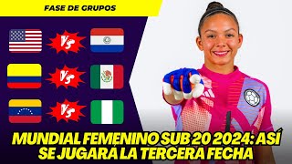 MUNDIAL FEMENINO SUB 20 2024 ASÍ SE JUGARÁ LA TERCERA FECHA  SE DEFINEN LAS ÚLTIMAS CLASIFICADAS [upl. by Lolande]