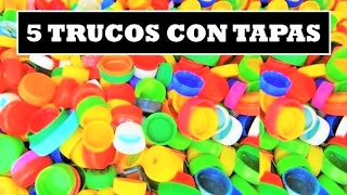 👳‍♂ MANUALIDADES Con Tapas de Botellas Plasticas  5 crafts with plastic bottle caps [upl. by Oriane]