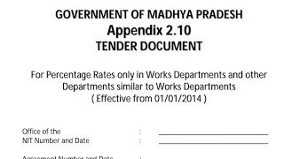 MP GOVT NIT DOCUMENT APPENDIX 210 TENDER DOCUMENT AND CONDITIONS [upl. by Manuel]