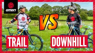 Trail Bike Vs Downhill Mountain Bike Challenges [upl. by Nelluc]