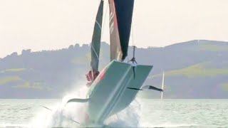 CRAZY capsize by Team New Zealand with mainsail explosion in 15 seconds😱😨☠️ [upl. by Leeke]