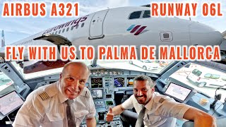 PALMA DE MALLORCA PMI  Airbus A321  Approach Rwy 06L  Cockpit  Pilots  Instruments  Charts [upl. by Junko]