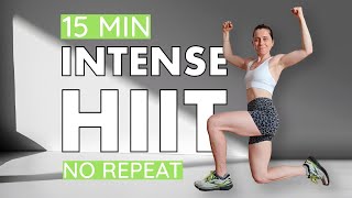 15 MIN HIIT NO REPEAT  Intense Full Body Cardio  No Equipment  Tabata Vibes [upl. by Aicirtap]