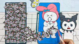 🎈Paper ASMR🎈 Surprised Kuromi had many babies  Pregnant Compilation  ASMR craft [upl. by Kant]