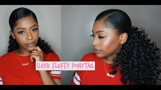 Easy Sleek Fluffy Ponytail  Using FreeTress Crochet Hair [upl. by Kcirneh]