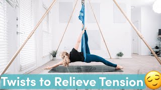 Aerial Yoga for Twist Lovers  Relieve computer syndrome and shoulder tension [upl. by Alcinia]