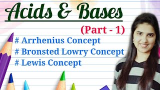 Acids and bases chemistry CSIRNETArrhenius Bronsted Lowry Lewis concept of acids and bases [upl. by Ijan]