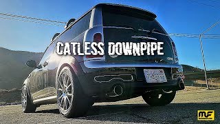 R55 MINI CLUBMAN EXHAUST SOUND CATLESS DOWNPIPE [upl. by Otirecul819]