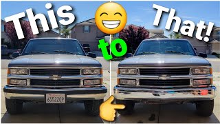 Front Bumper Clean Up on my 2000 OBS Chevrolet K2500 Crew Cab [upl. by Ahsrat]