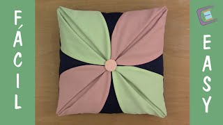 🌸 Cojín Flor Sencilla 🌸  MEDIDAS DE COJIN CUSHION MEASURES 44 X 44 CM  WITH SUBTITLES [upl. by Haneeja]