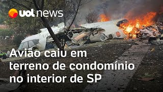 Avião caiu dentro de condomínio em Vinhedo SP jornalista traz detalhes do local do acidente [upl. by Adnilemre904]