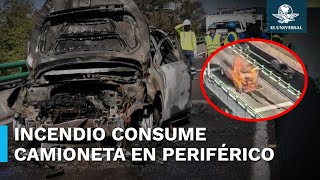 Se incendia camioneta en el segundo piso de Periférico Sur en la CDMX [upl. by Nysa]