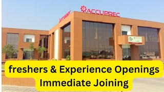 freshers amp Experience Openings Immediate Joining AT Accuprec Research Ltd accuprec [upl. by Pittel]