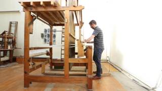 A Jacquard loom in action [upl. by Ralaigh]