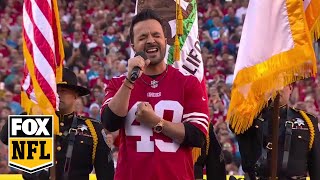 NFC Championship Luis Fonsi sings National Anthem ahead of Lions vs 49ers  NFL on FOX [upl. by Anahsat846]