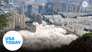 15 buildings in China get demolished simultaneously  USA TODAY [upl. by Ij]