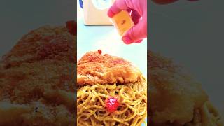 Schnitzel and spaghetti w curry sauce food pasta meat [upl. by Herrah755]