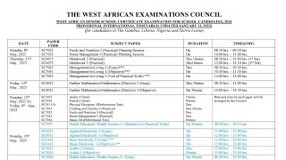 2023 WASSCE WAEC Final International TIMETABLE for School Candidates PDF  EXPO RUNZ [upl. by Eki905]