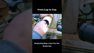 From Log to Cup woodworking woodturning woodwork short [upl. by Garrek]