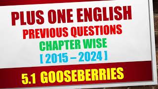 Gooseberries Story Important Questions and Answers  Plus One English [upl. by Edithe231]