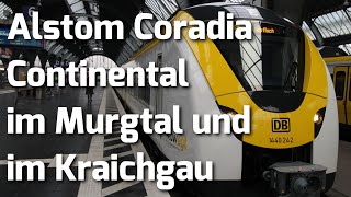 Alstom Coradia Continental BR 1440 im Murgtal und im Kraichgau  Karlsruher Trainspotter [upl. by Narcho]