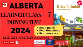 Alberta Learner Class 7 Test  2024  Alberta Learners Practice Test 2024  class 7 license Alberta [upl. by Steddman]