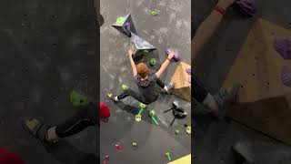 Wow 9 year old climbing an overhang V6 boulder bouldering [upl. by Nydroj]