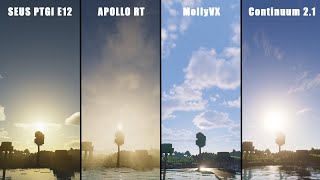 TOP 4 HIGH END MINECRAFT SHADERS COMPARISON  SEUS PTGI E12  APOLLO RT  MOLLYVX  CONTINUUM 21 [upl. by Annaig]