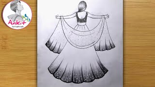 How to draw a girl with lehenga  girl drawing  how to draw a girl in beautiful traditional dress [upl. by Caralie676]