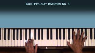 Bach TwoPart Invention No 8 Piano Tutorial SLOW [upl. by Mathi]