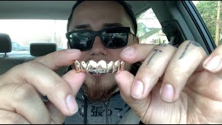 Custom Gold Grillz Review CUSTOMFIT Solid Gold Deep Cut Grillz 14K Gold  8 Top [upl. by Rodmur]