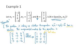 Linear Algebra Example Span Questions [upl. by Scornik]