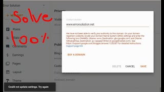 Custom Domain Add In Blogger Website with Error Solution 2024  Could not update settings Try again [upl. by Kailey]