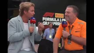 Nico Rosberg GRILLING Mclaren CEO Zak Brown ItalianGP24 [upl. by Niajneb140]