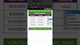 Calculate Days Between Two Dates in Excel  exceltips excelforbeginners excelhacks [upl. by Rialc472]