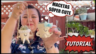 Tutorial para hacer estas macetas súper cute en columpio y sentada  Créalo con Blanquita [upl. by Itsyrk508]