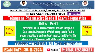 Telangana Pharmacist GradeII exam Preparation II Unit 4  part 1 II Unit 110 exam preparation [upl. by Pete44]