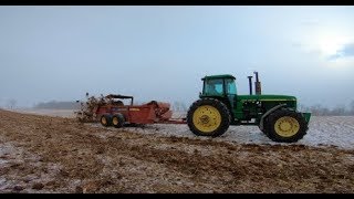 3 John Deere Tractors Hauling Manure near West Alexandria Ohio [upl. by Nereen]