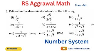 2Rationalise the denominator of each of the following [upl. by Cirdet]