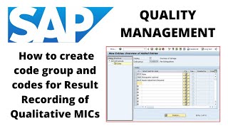 how to create code group catalog amp codes for MICs in SAP QM [upl. by Dragde]