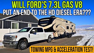 First Tow With The Ford F350 73L Gas Does It Tow My Fifth Wheel Better Than The Diesel Options [upl. by Dihgirb777]