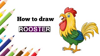 How to draw rooster 🐓 step by step  Eagle  Easy drawing for kids  Simple drawing rooster art [upl. by Aruol]