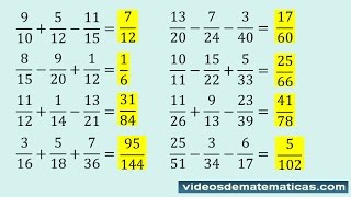 💥 Suma y Resta de 3 FRACCIONES con DIFERENTE DENOMINADOR [upl. by Traweek]