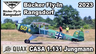 Bücker FlyIn Rangsdorf 2023  Landung CASA 1131 Jungmann DEQXA [upl. by Ilbert]