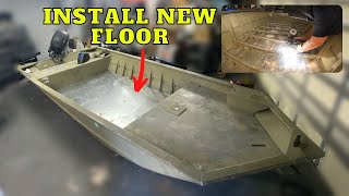 AWESOME Gigging Boat Build Series 1 Installing a Floor and Repairing Ribs 1 [upl. by Eirrej]