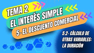 MATEMÁTICAS FINANCIERAS 38 DESCUENTO COMERCIAL SIMPLE CÁLCULO DE LA DURACIÓN DE LA OPERACIÓN n [upl. by Hcurab]