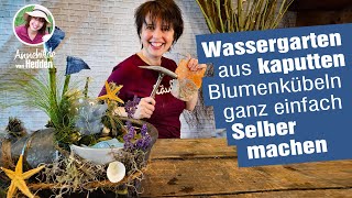 Wasserspiel Miniteich Springbrunnen aus alten Blumentöpfen einfach selber machen DIY Gartendeko [upl. by Fedirko]