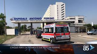 01 gennaio 2019 Brindisi Cinque feriti da petardi e due auto in fiamme [upl. by Eustashe]