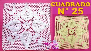 Como tejer el Cuadrado o muestra de colores N° 25 a crochet para colchas y cojines paso a paso [upl. by Meier]